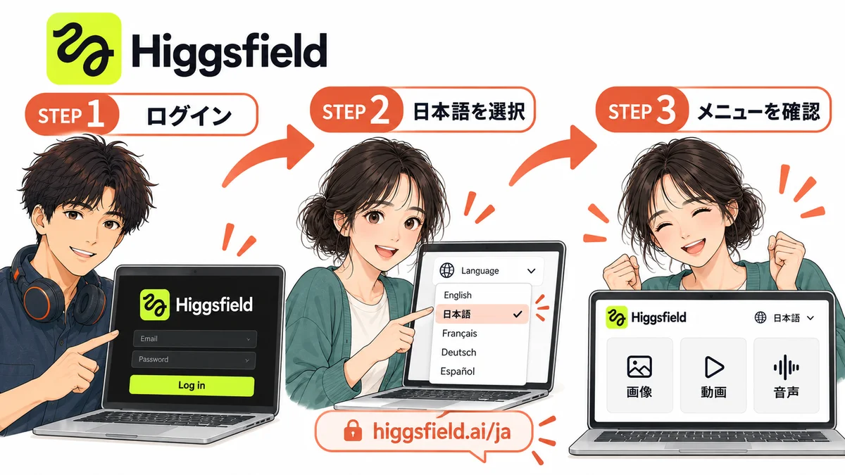 Higgsfieldを日本語表示に切り替える方法