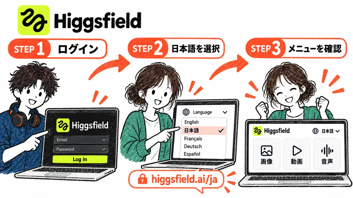 Higgsfieldを日本語表示に切り替える方法
